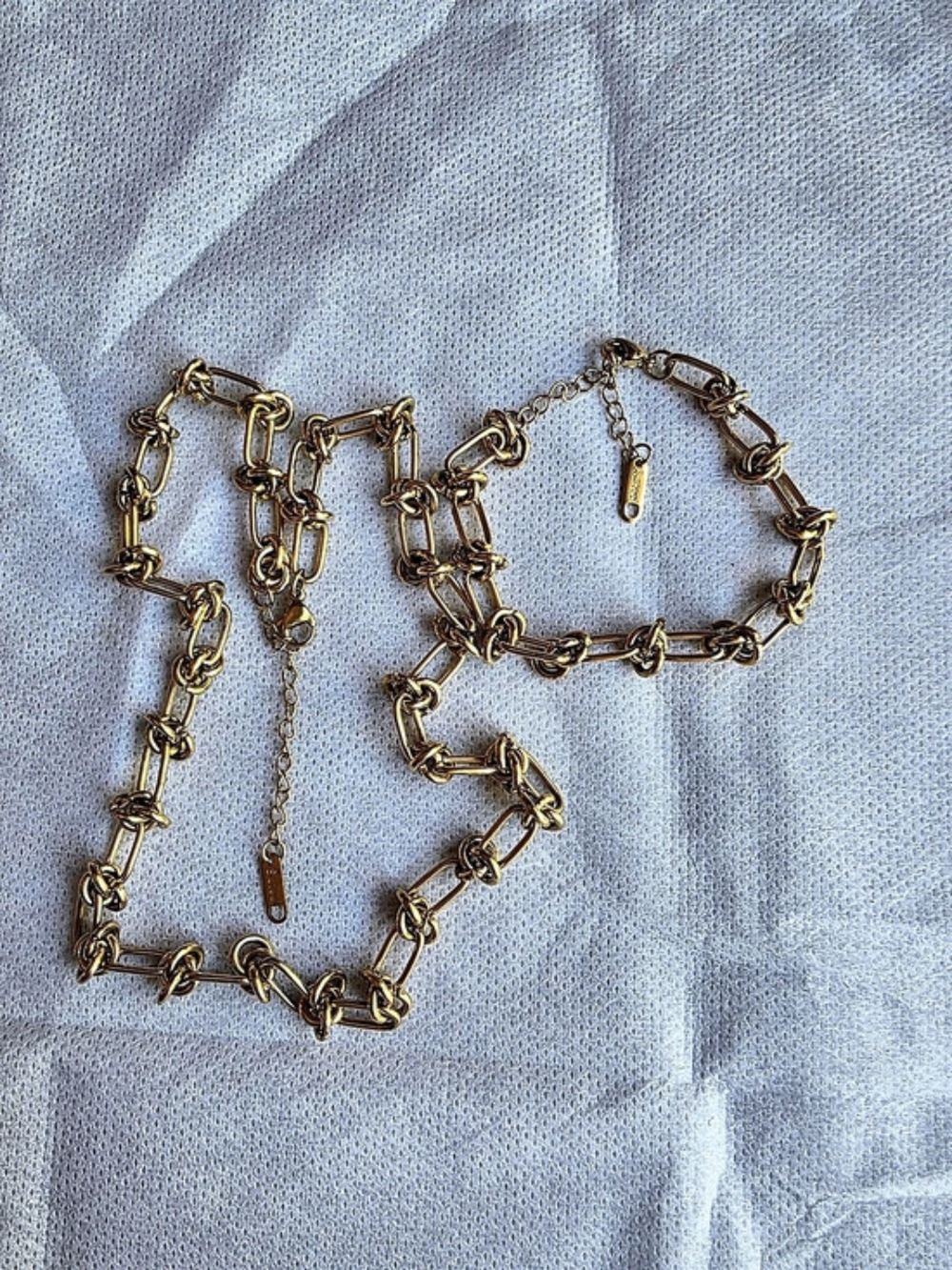 Stainless Steel Gold Link & Knot Chain Necklace